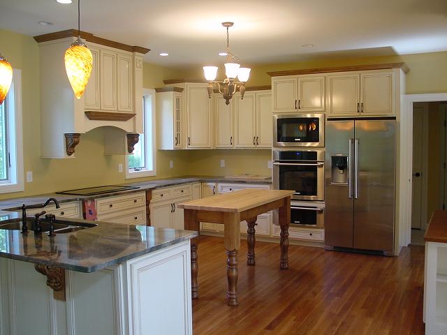 Our butcher block opens below island made this kitchen still look large while still giving them the needed additional counter prep area in the West Chester area of Pennsylvania.